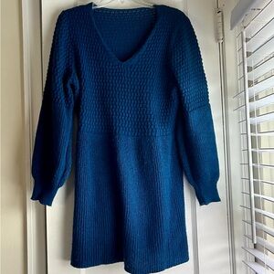 Cupshe Deep Blue Long Sleeve Dress